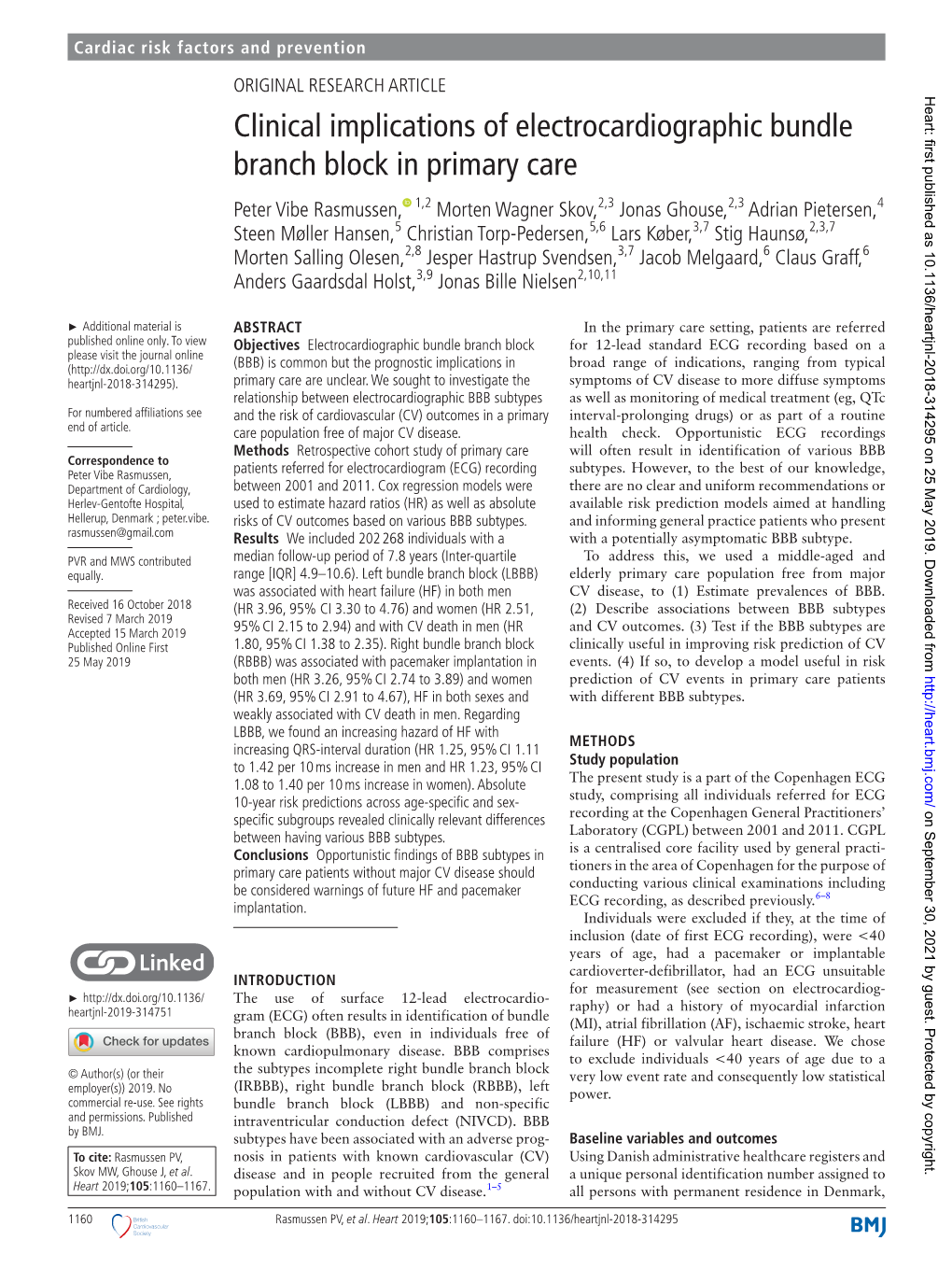 Clinical Implications of Electrocardiographic Bundle Branch Block in Primary Care