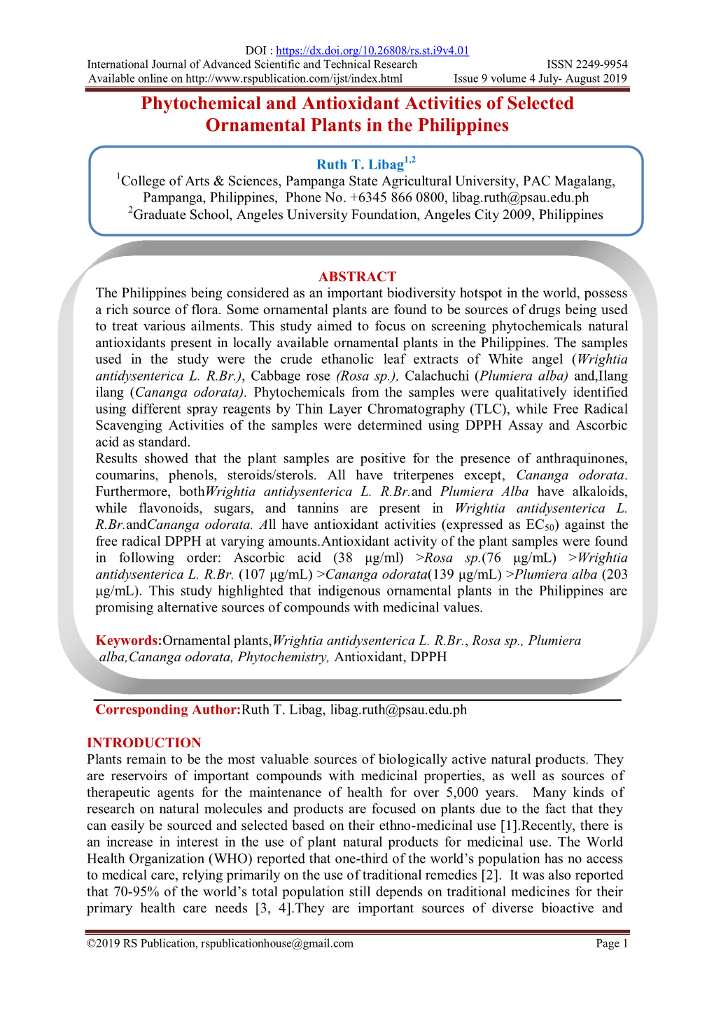 International Journal of Pharmaceutical Science and Health Care Issue 1