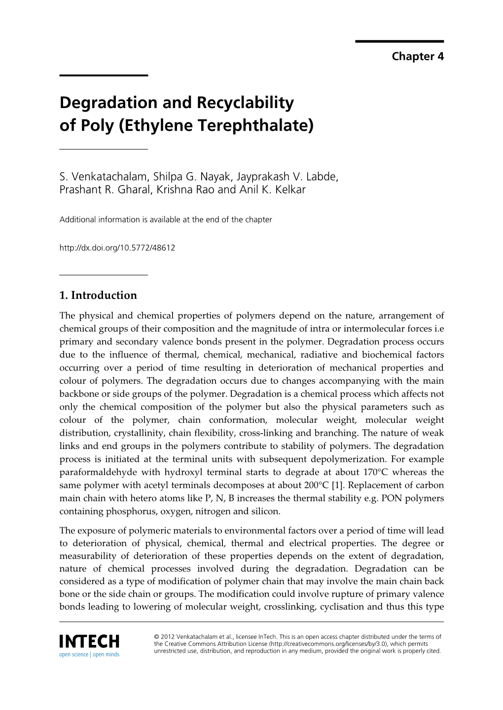 Degradation and Recyclability of Poly (Ethylene Terephthalate)
