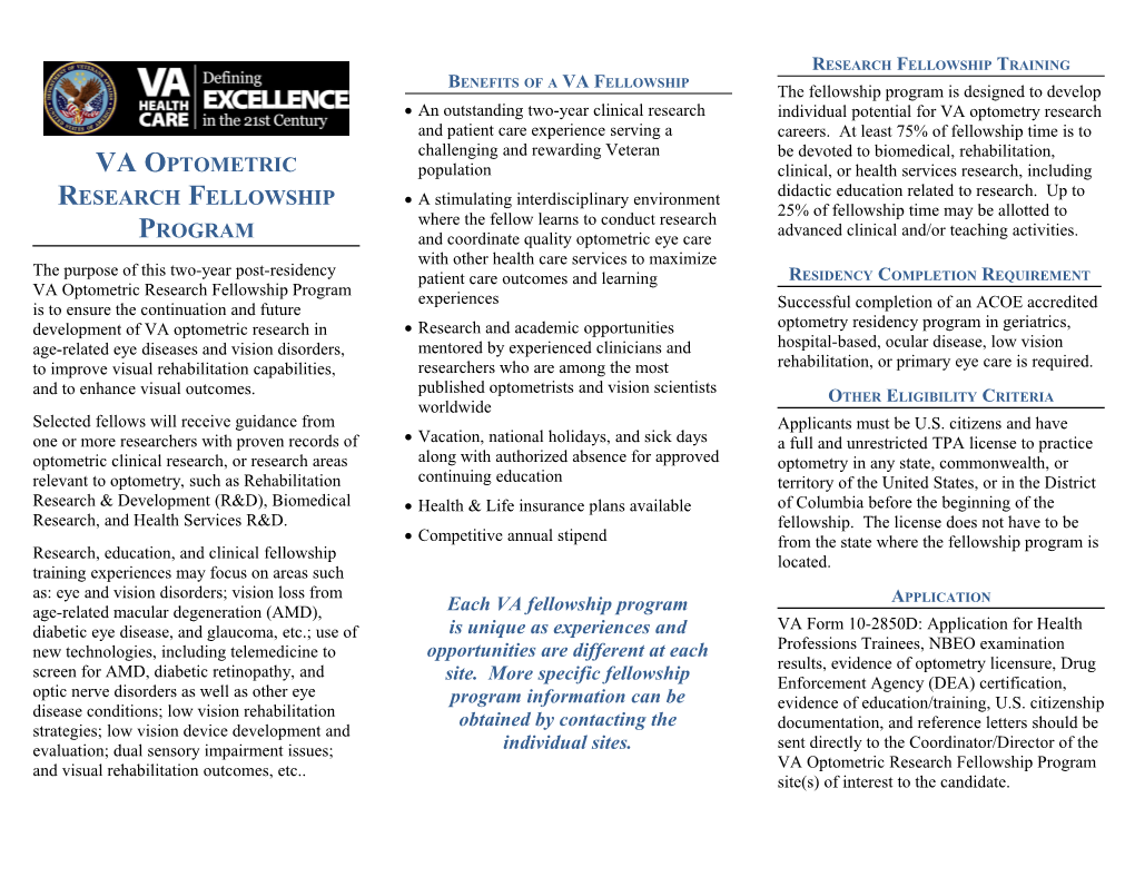 Va Optometry Residencies