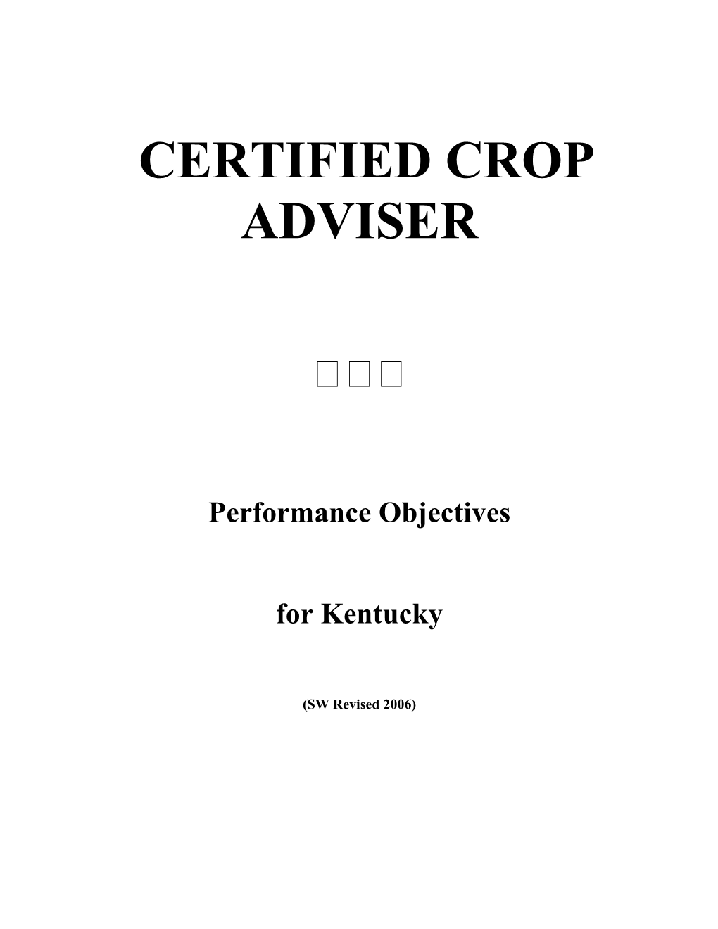 Kentucky CCA Performance Objectives