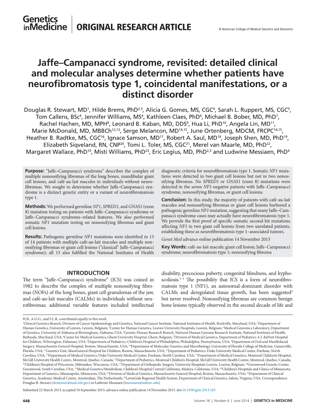 Jaffe–Campanacci Syndrome, Revisited
