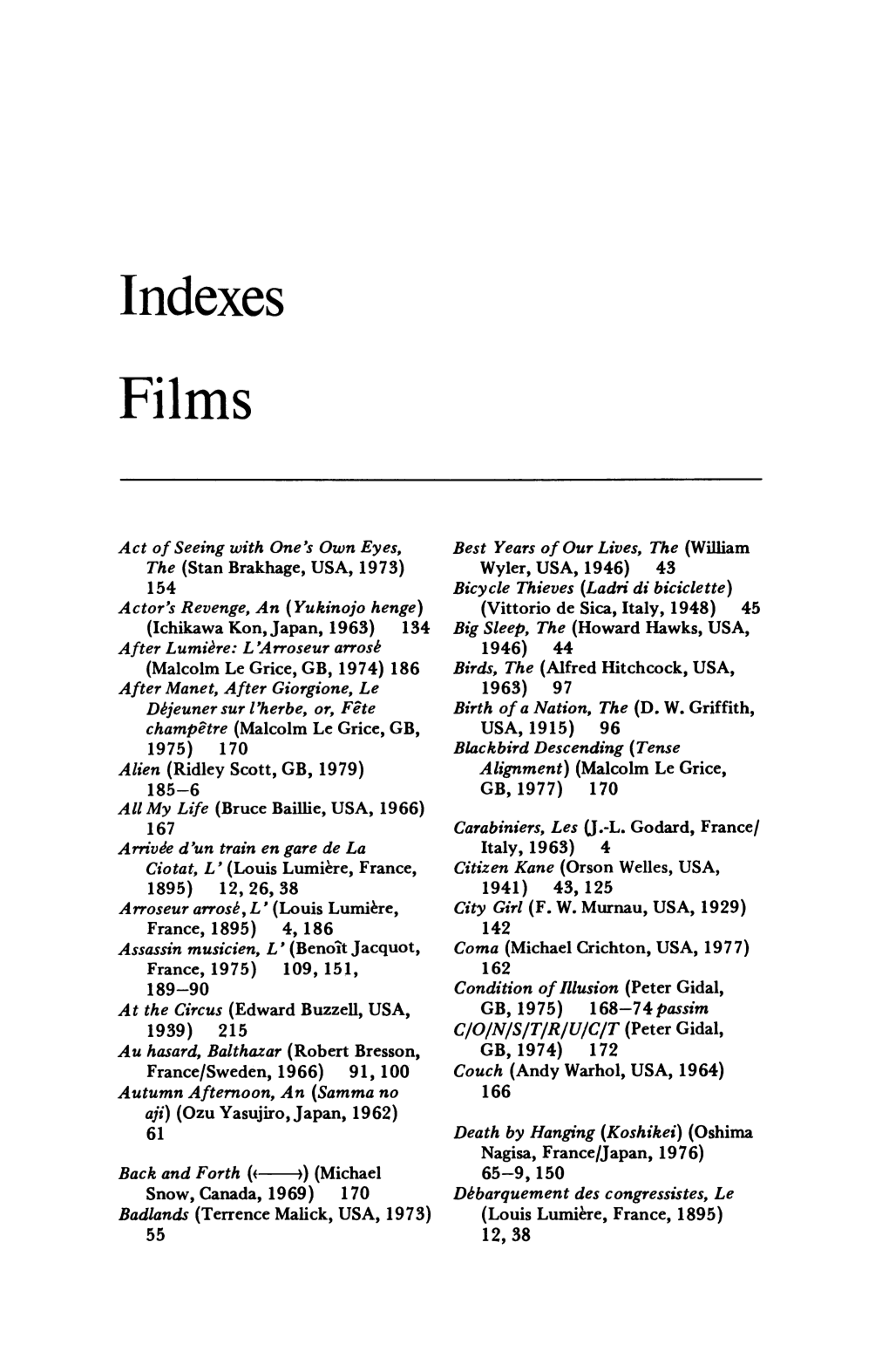 Indexes Films