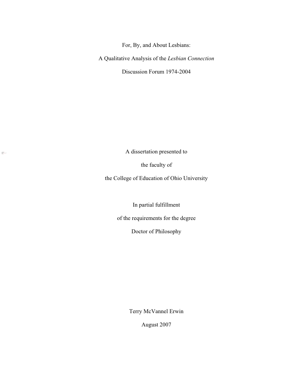 For, By, and About Lesbians: a Qualitative Analysis of the Lesbian Connection