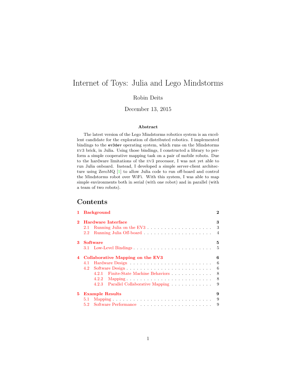 Internet of Toys: Julia and Lego Mindstorms