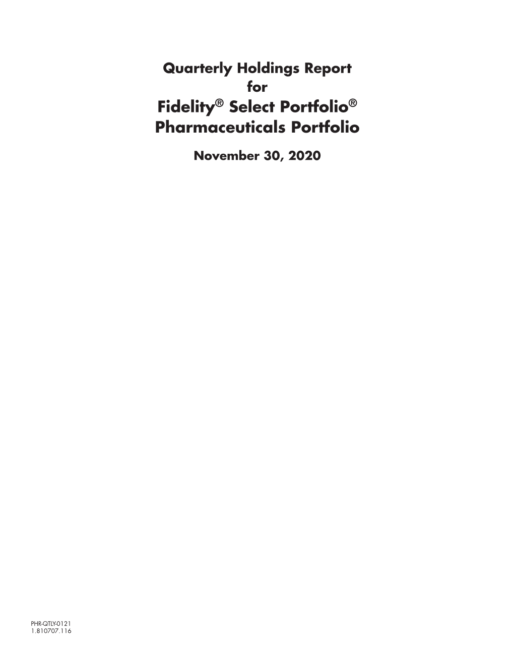 Fidelity® Select Portfolio® Pharmaceuticals Portfolio