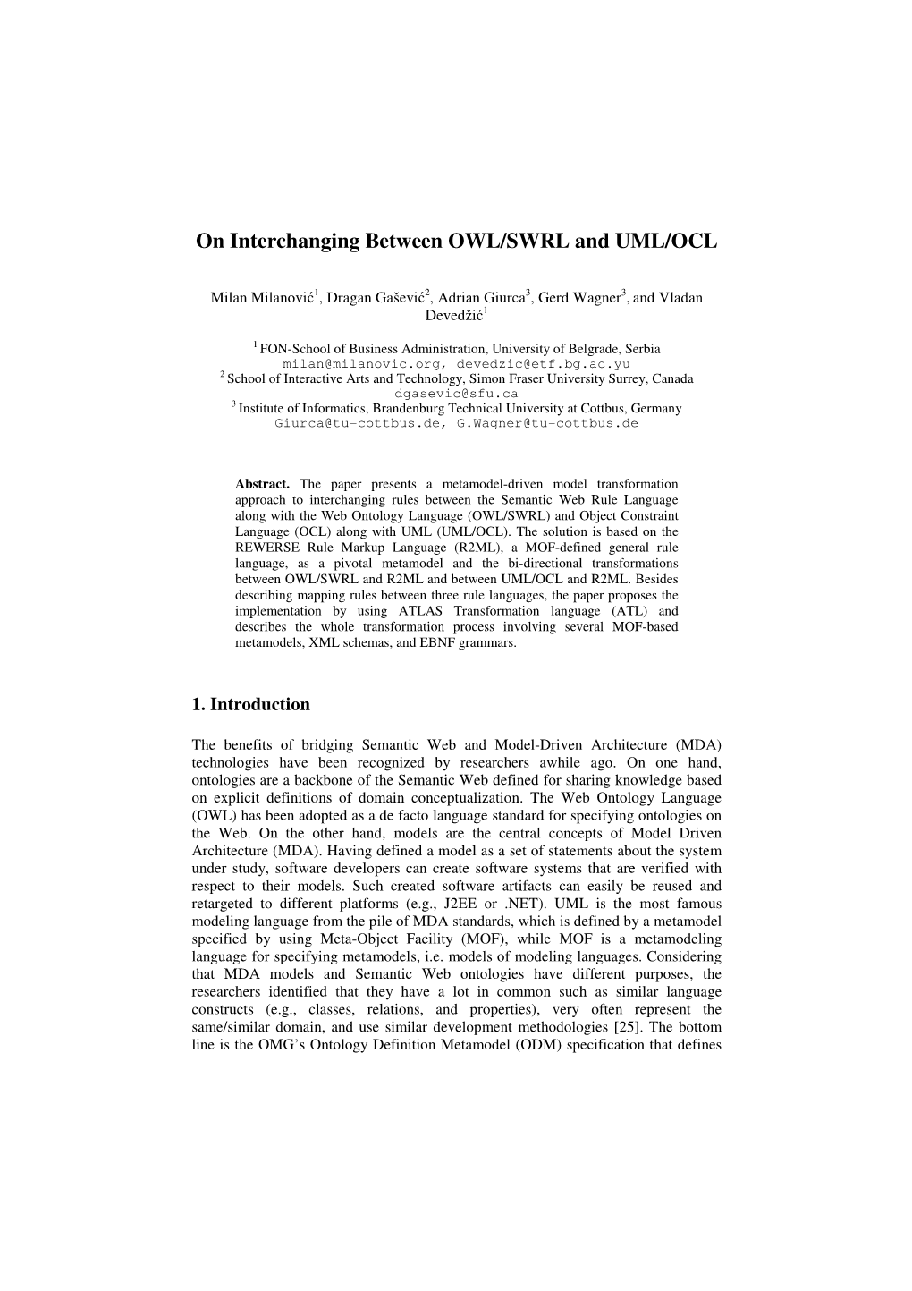 On Interchanging Between OWL/SWRL and UML/OCL