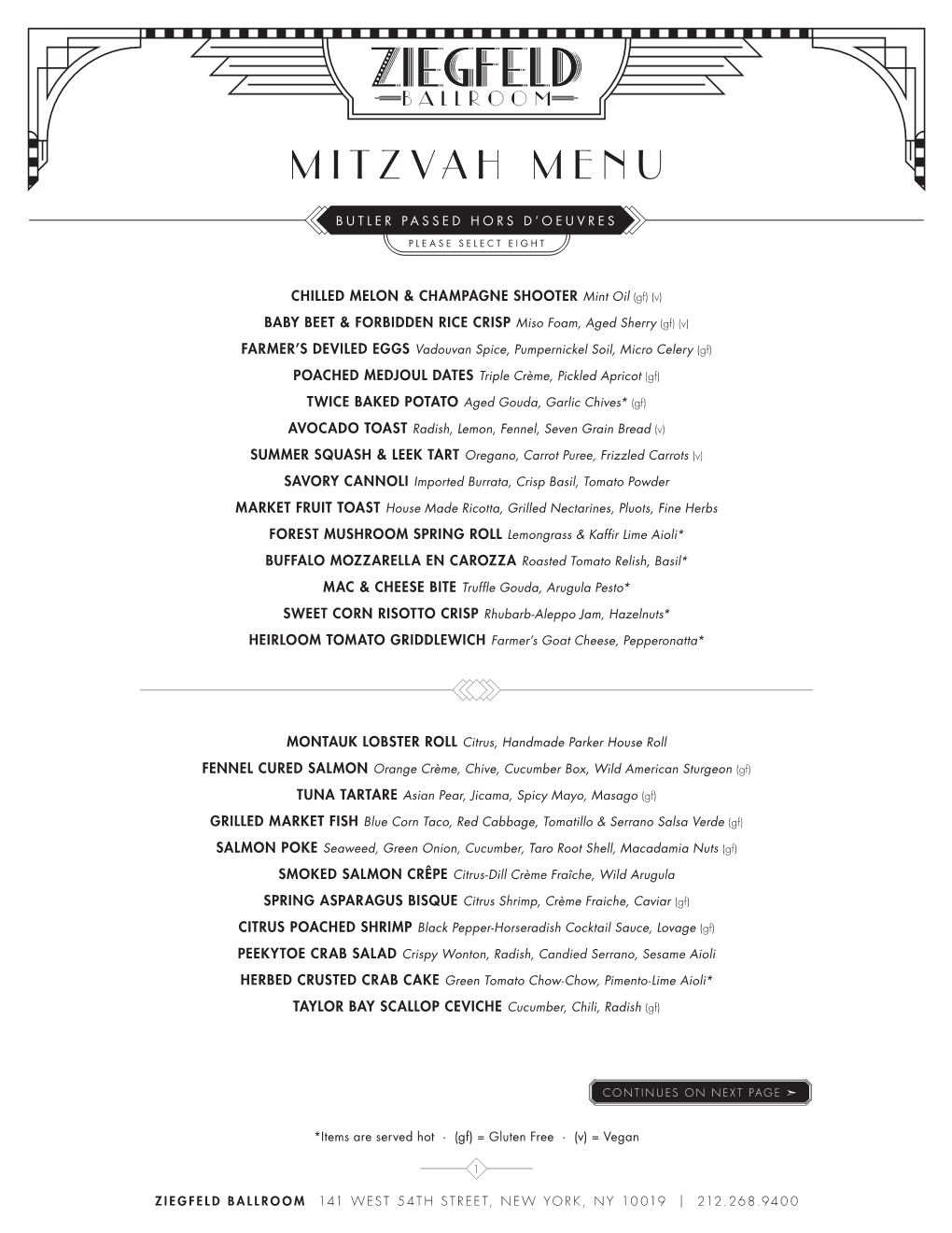 Mitzvah Menu