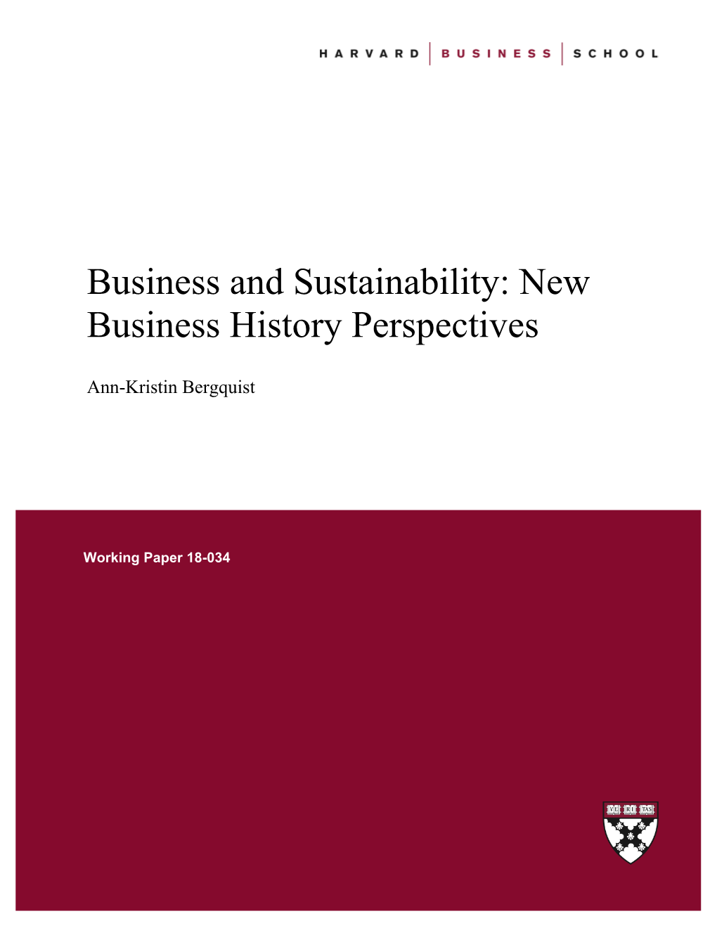 Business and Sustainability: New Business History Perspectives