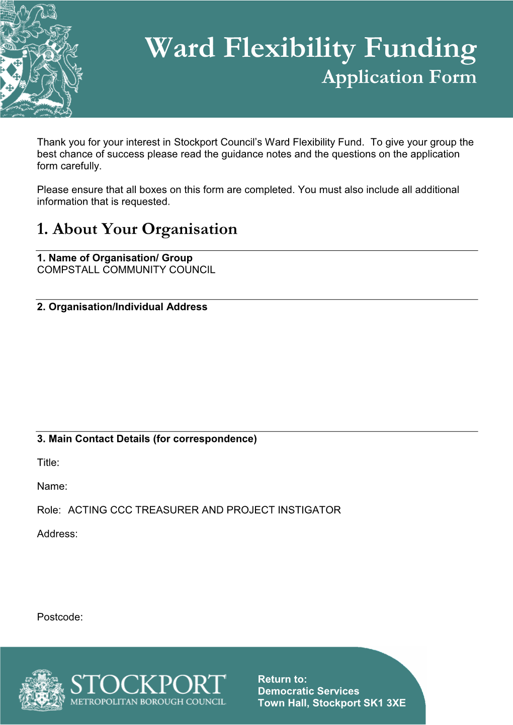 Ward Flexibility Funding Application Form