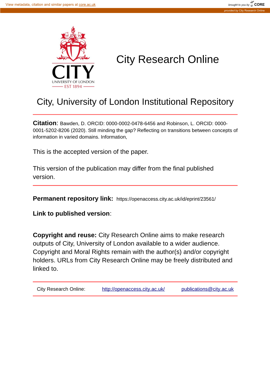 Still Minding the Gap? Reflecting on Transitions Between Concepts of Information in Varied Domains