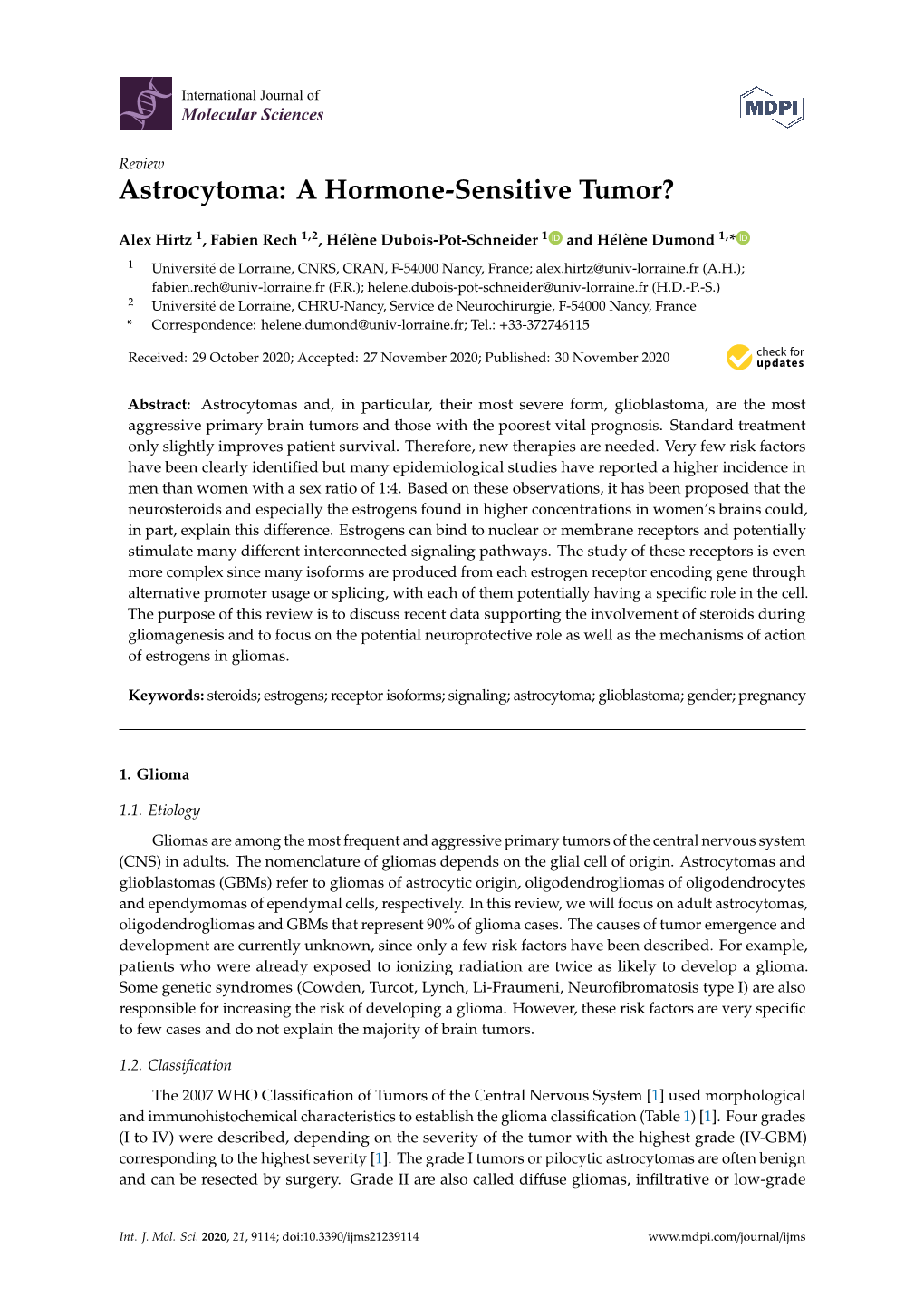 Astrocytoma: a Hormone-Sensitive Tumor?