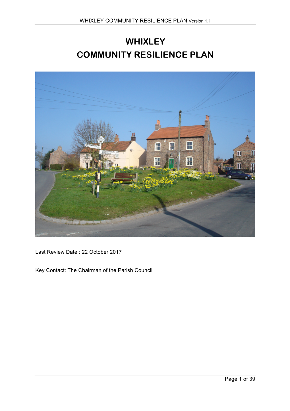 WHIXLEY COMMUNITY RESILIENCE PLAN Version 1.1