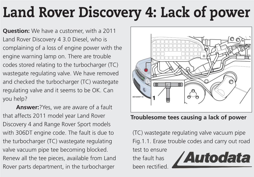 Land Rover Discovery 4: Lack of Power Cooper 2 Paceman (R61), One 2 Countryman (R60), 20 Total Applications