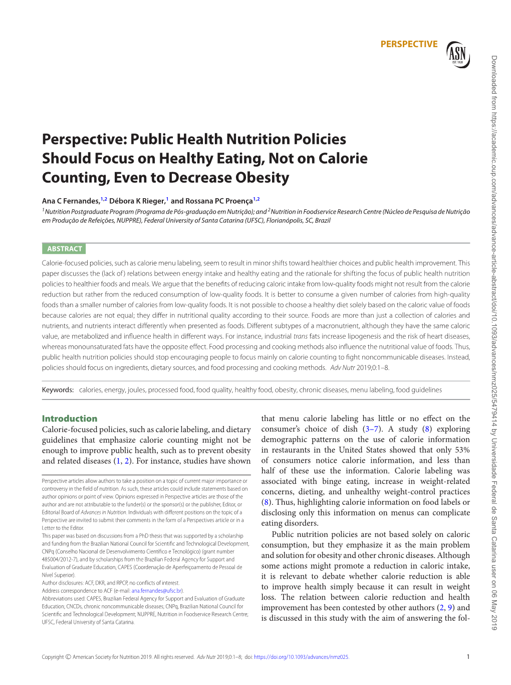 Perspective: Public Health Nutrition Policies Should Focus on Healthy Eating, Not on Calorie Counting, Even to Decrease Obesity