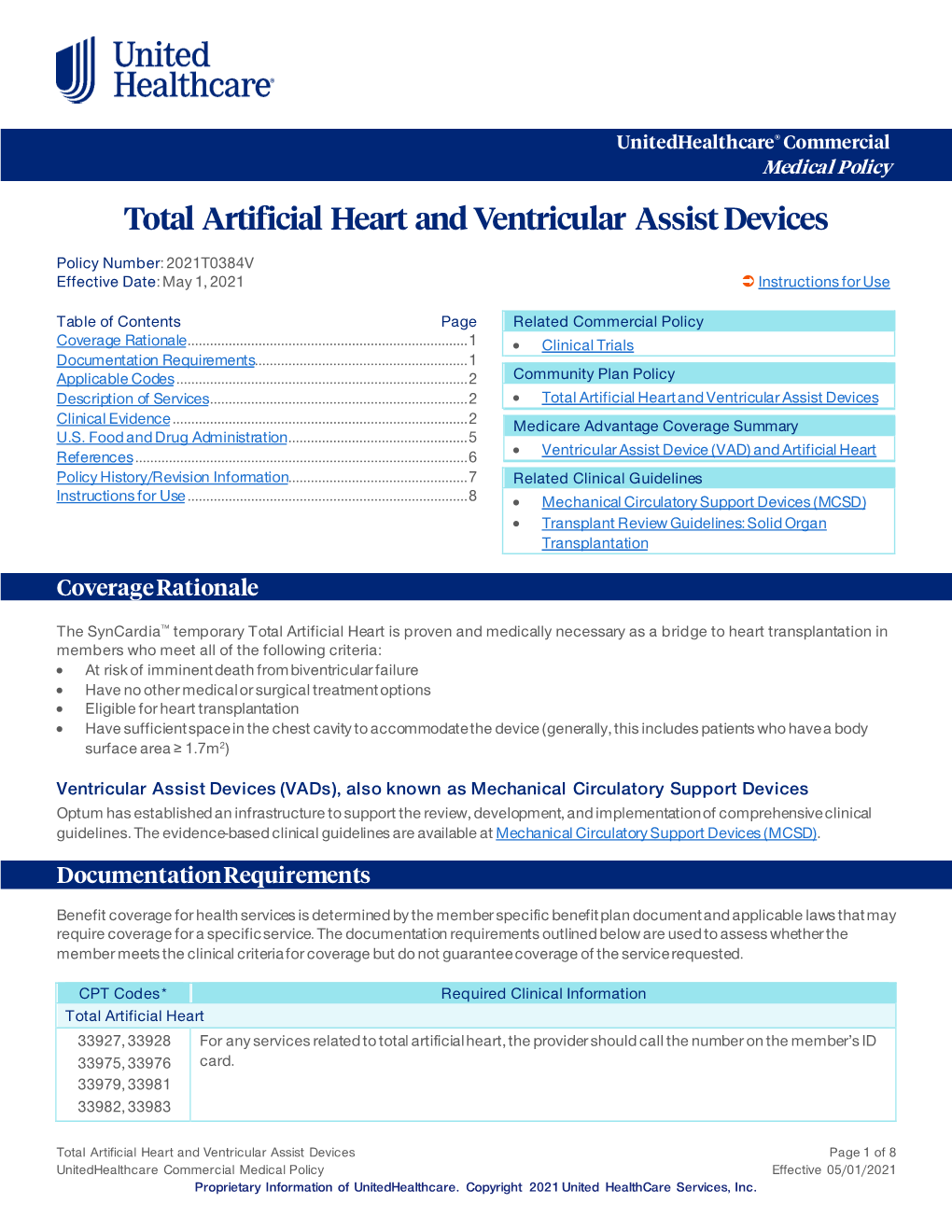 Total Artificial Heart and Ventricular Assist Devices