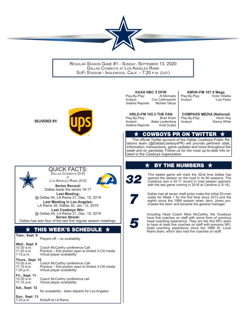 H This Week's Schedule H H Cowboys Pr on Twitter H H