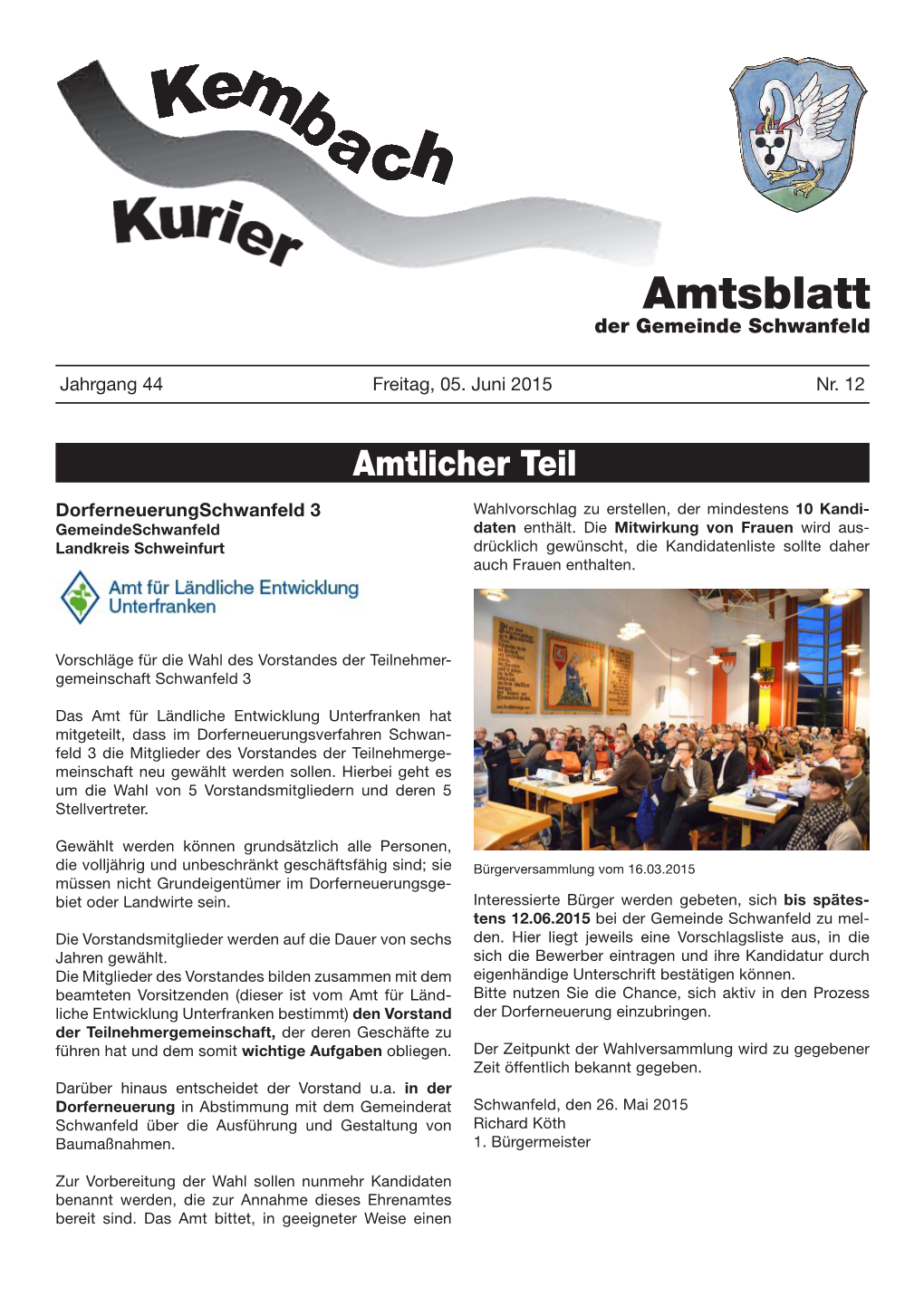 Amtsblatt Der Gemeinde Schwanfeld