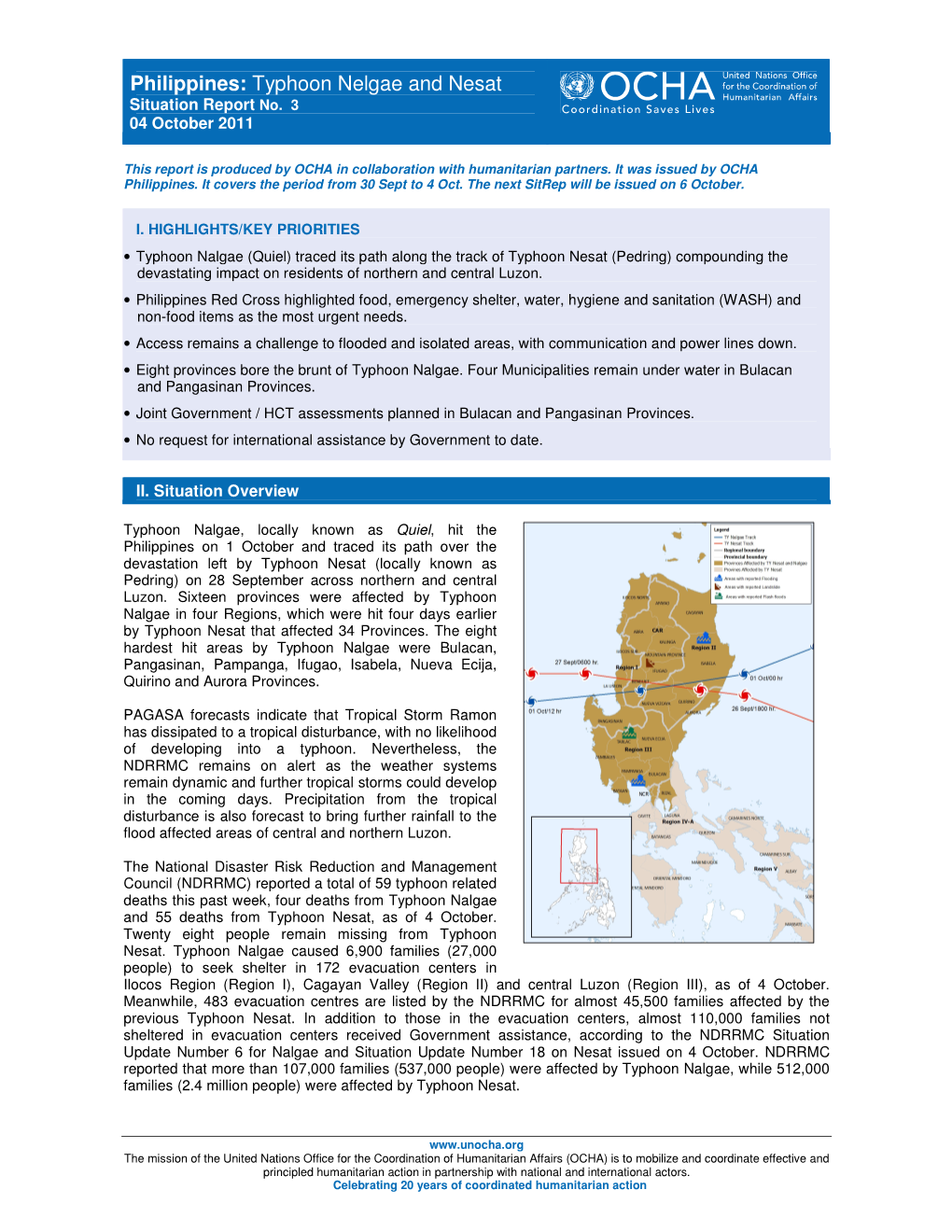 Philippines: Typhoon Nelgae and Nesat Situation Report No