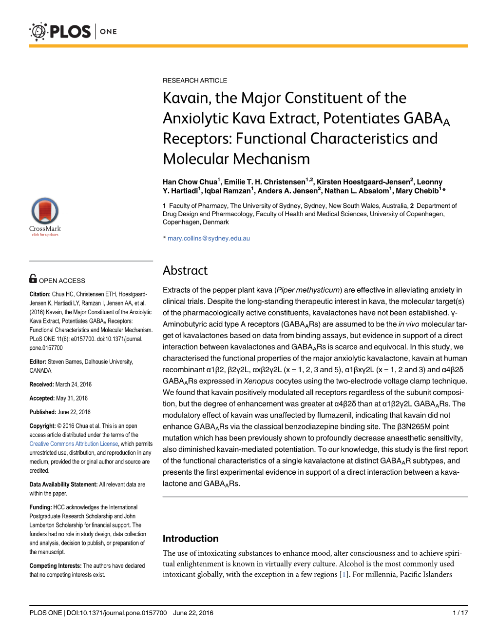 Kavain, the Major Constituent of the Anxiolytic Kava