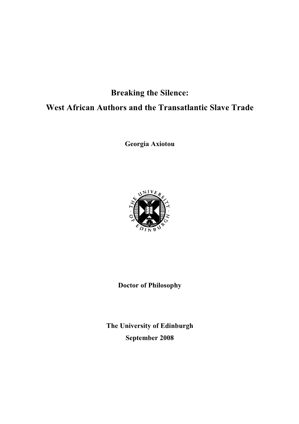 West African Authors and the Transatlantic Slave Trade