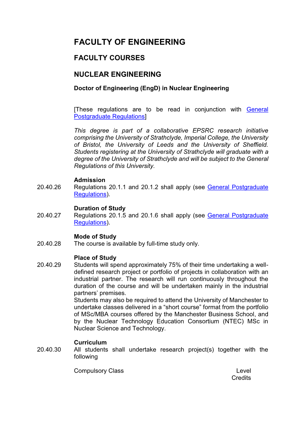 Faculty Courses Nuclear Engineering