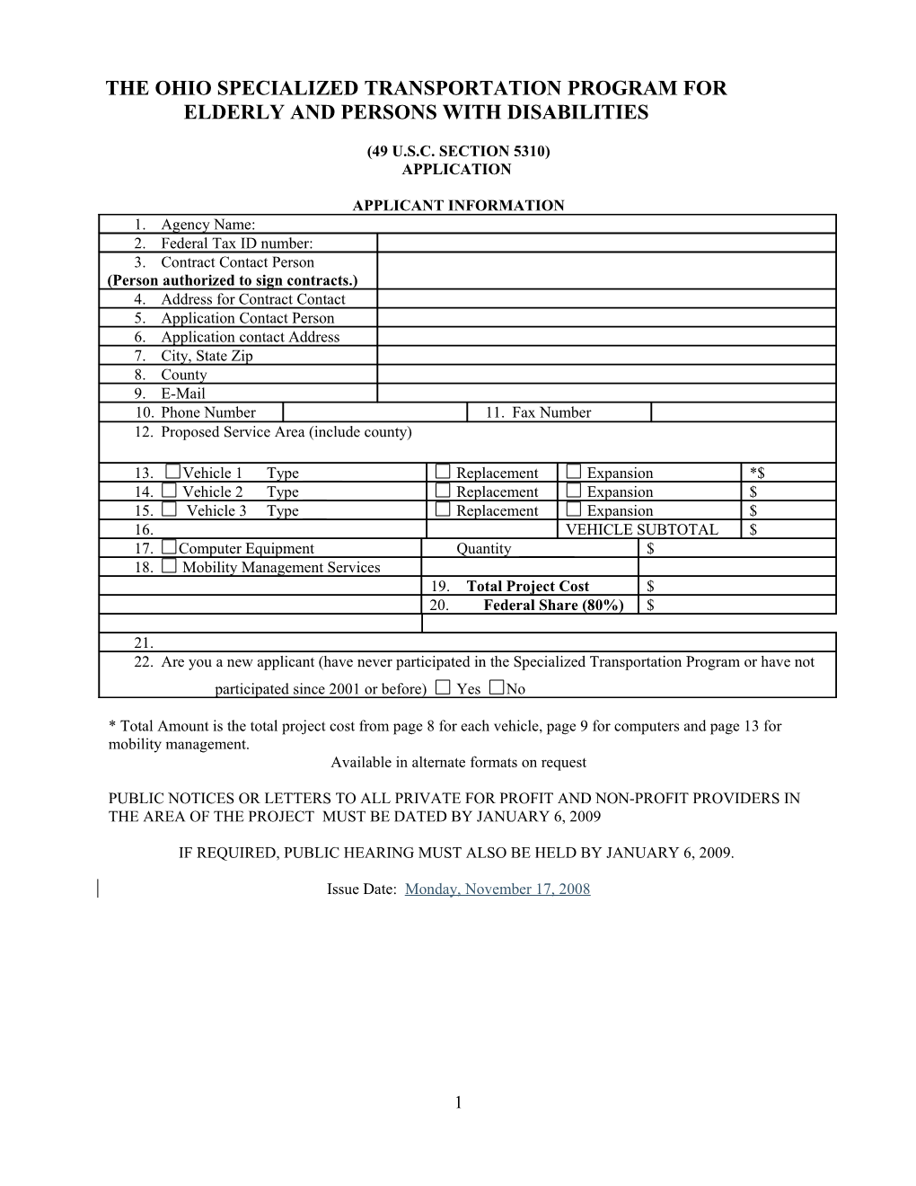 The Ohio Specialized Transportation Program for Elderly and Persons with Disabilities