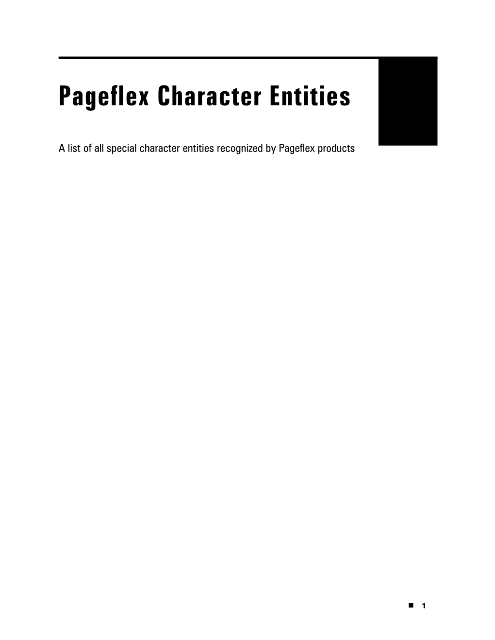 Pageflex Character Entitiesa