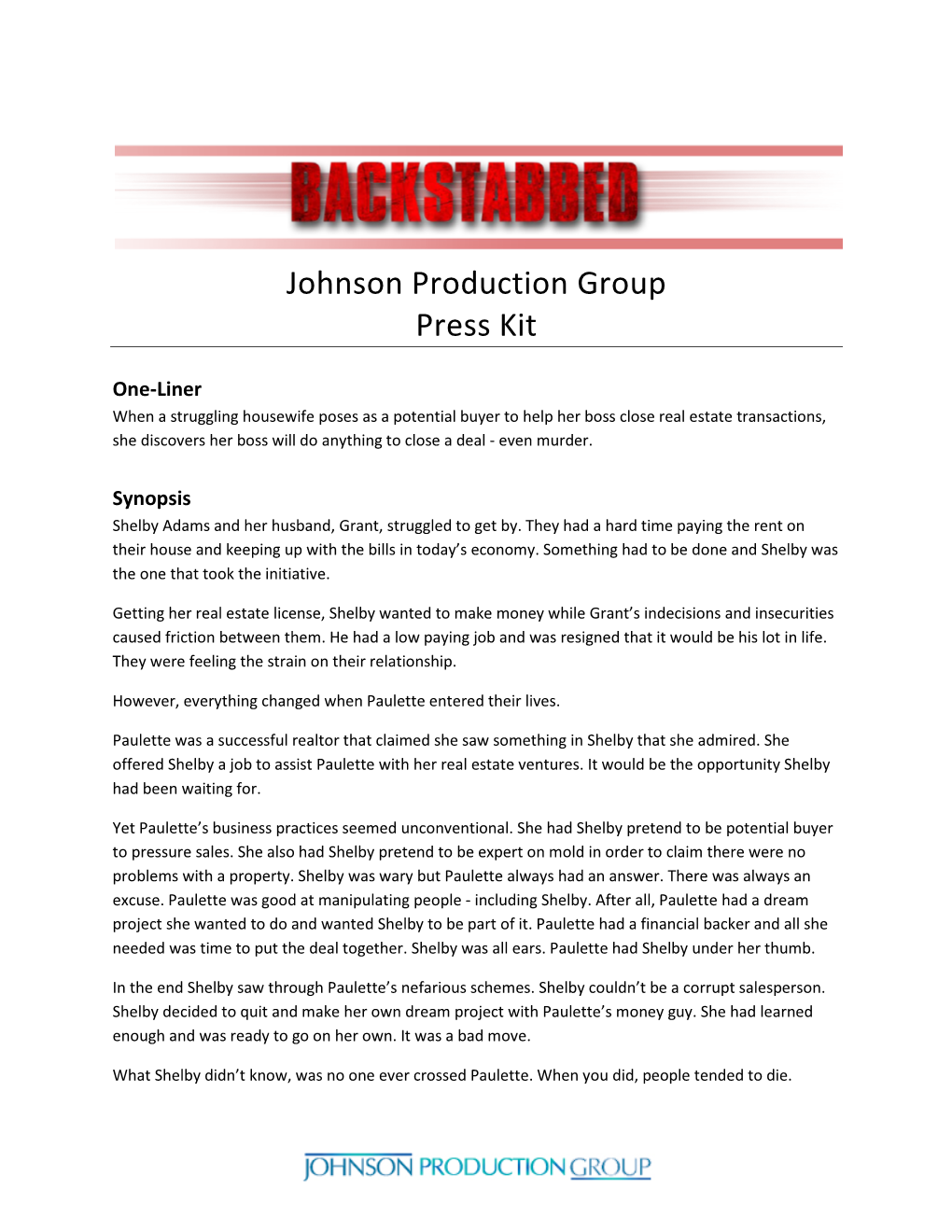 Johnson Production Group Press Kit