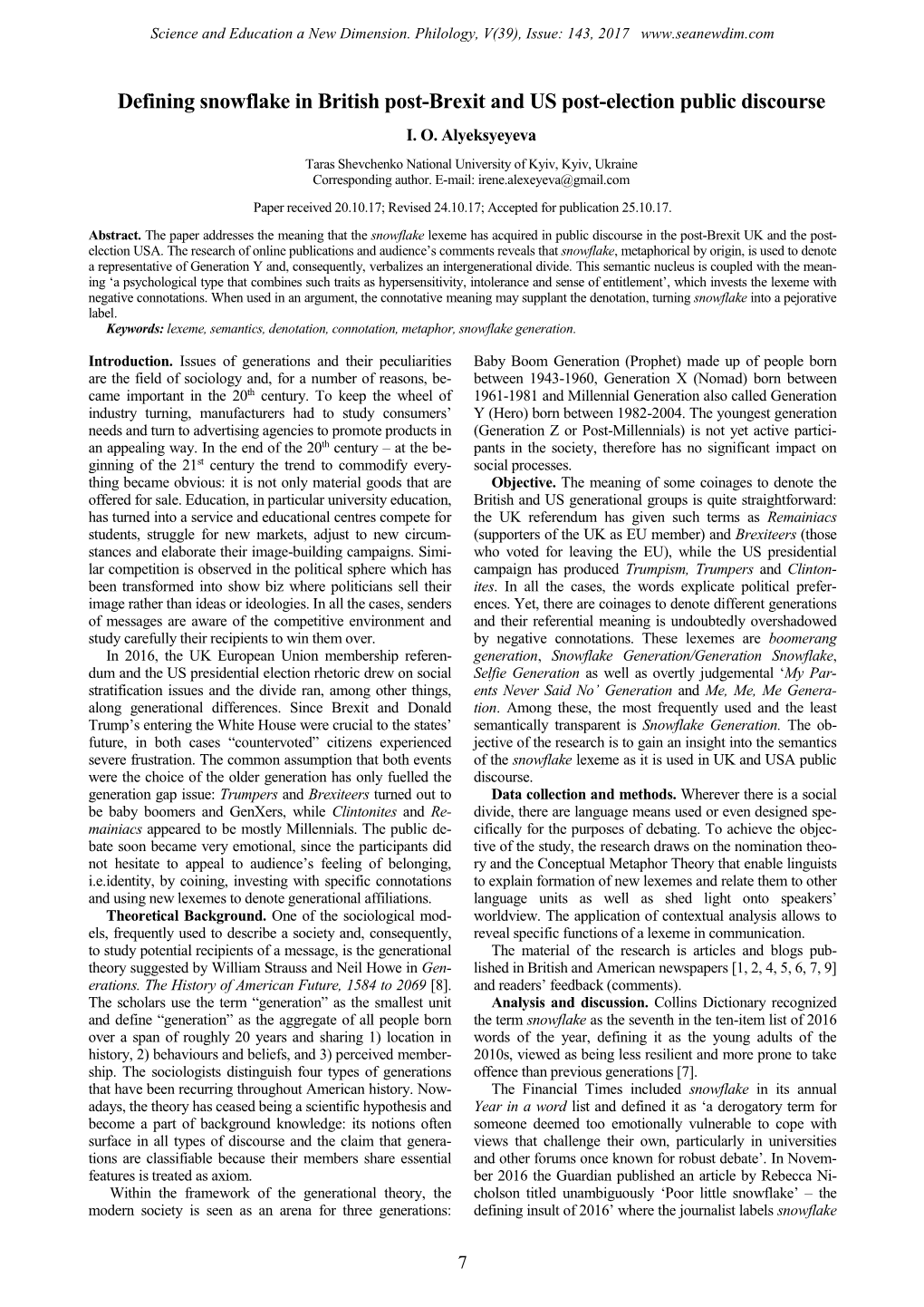 Defining Snowflake in British Post-Brexit and US Post-Election Public Discourse