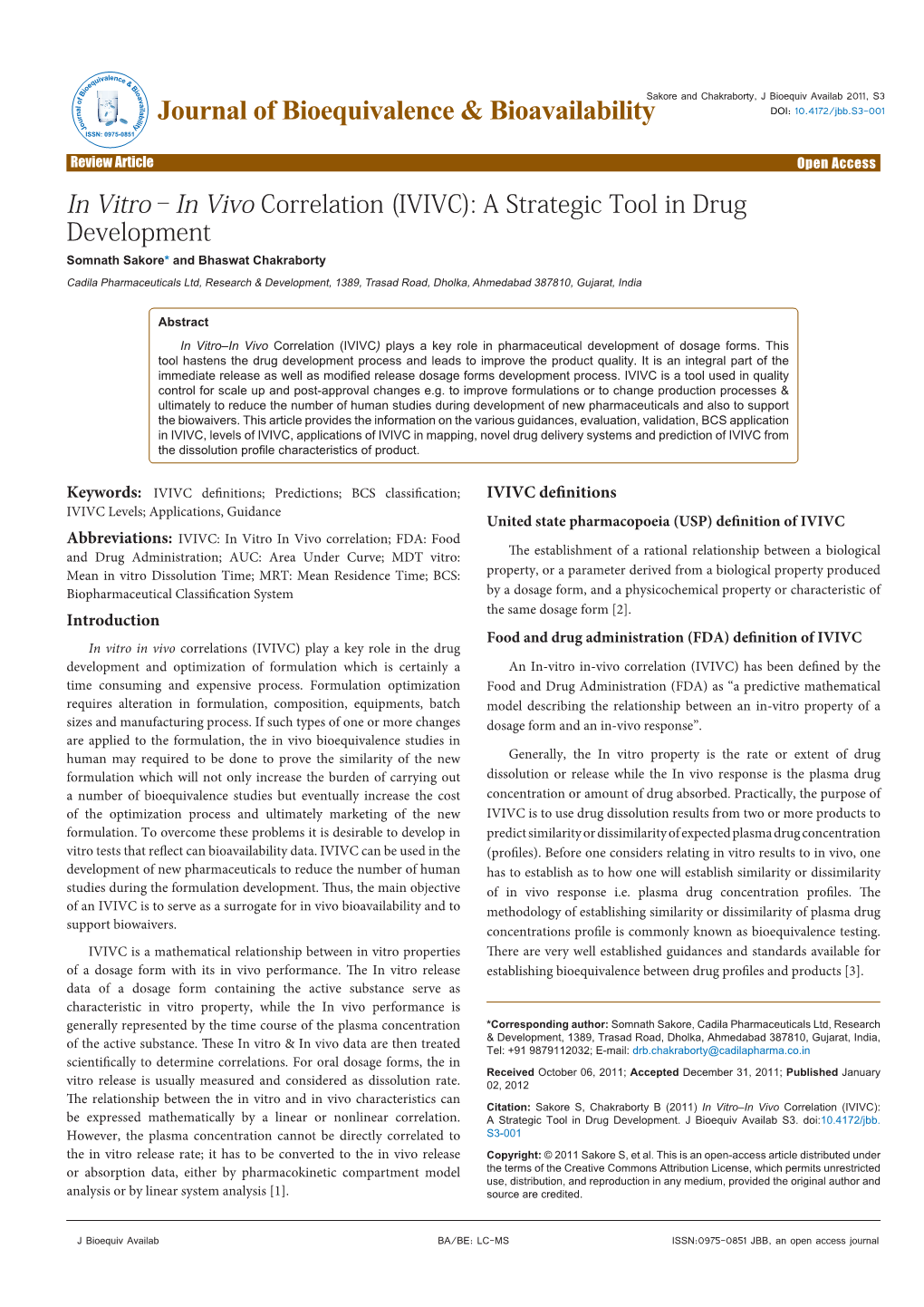 In Vitro–In Vivo Correlation (IVIVC): a Strategic Tool in Drug Development