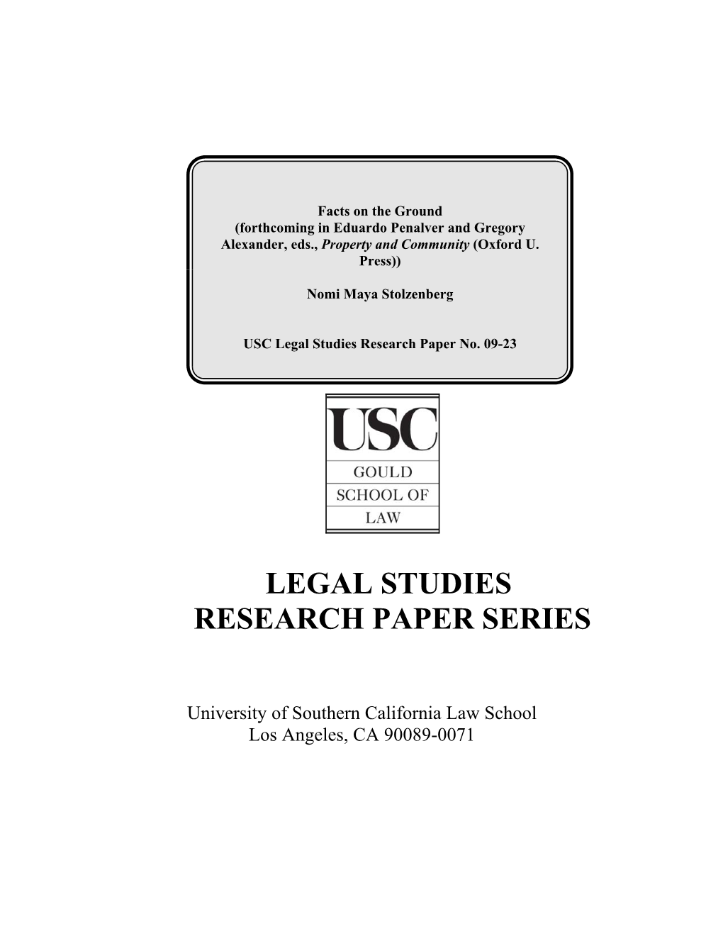 Legal Studies Research Paper Series