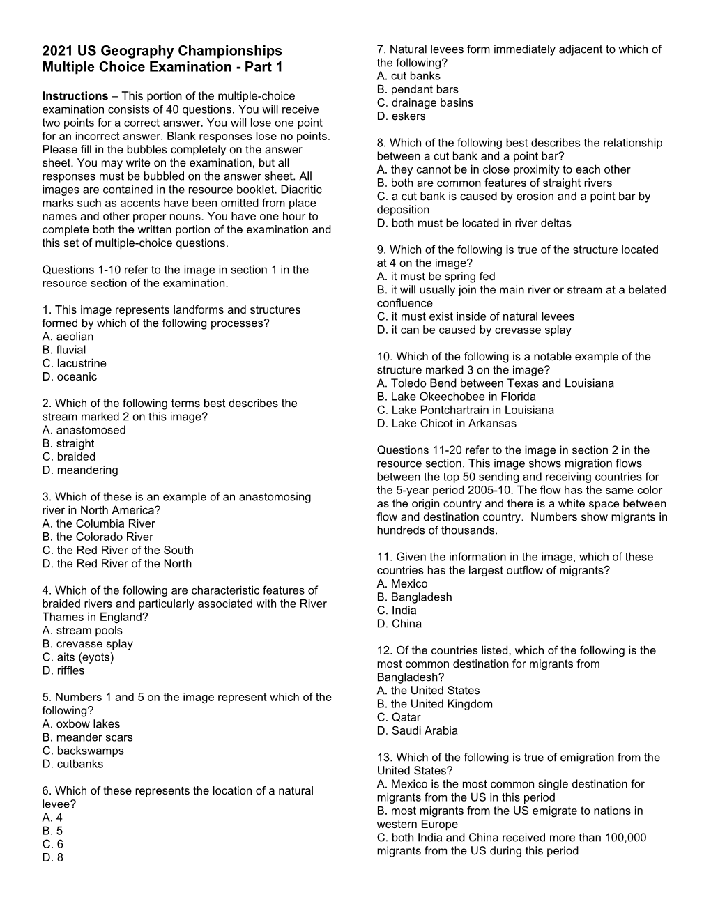 2021 USGC Nationals Multiple Choice Exam Part 1