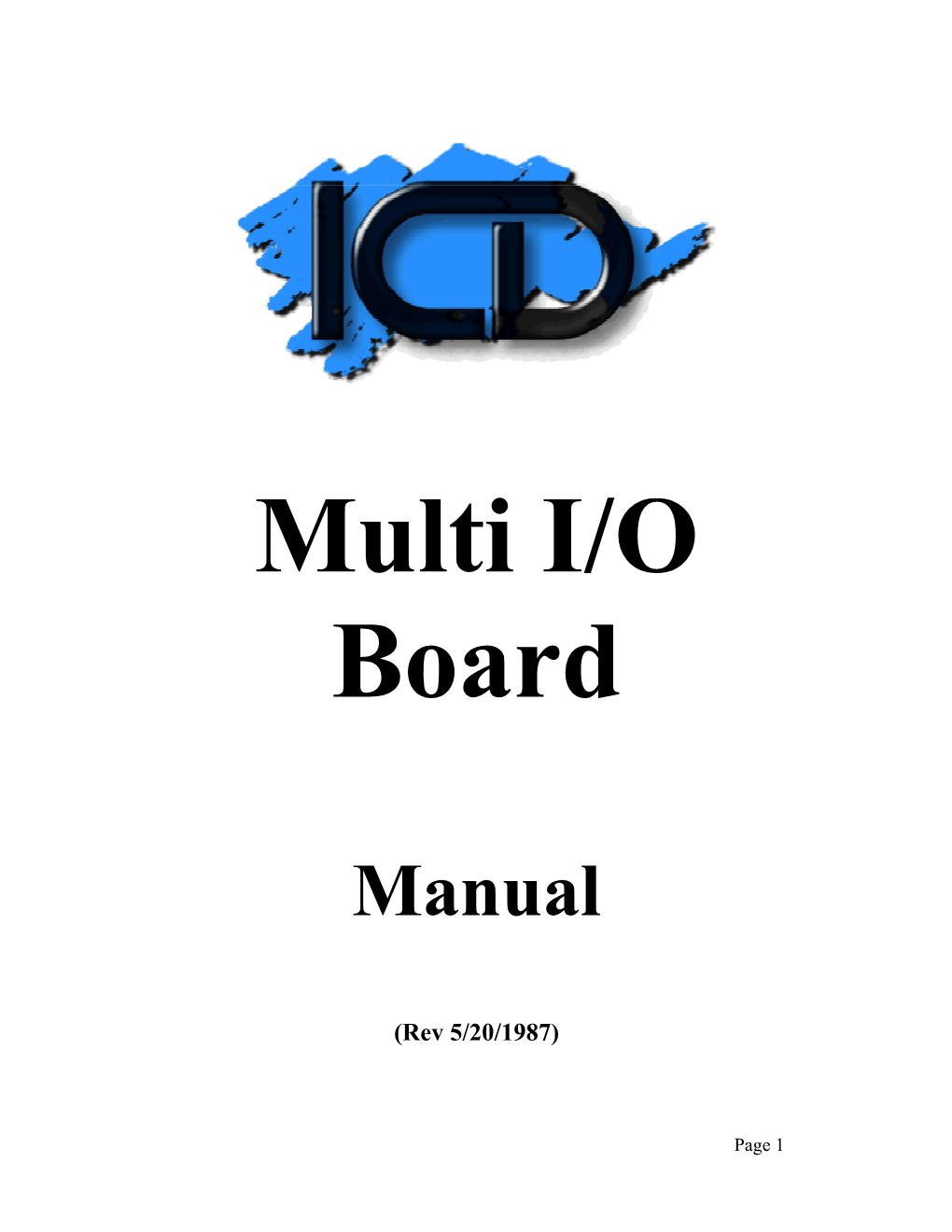 Multi I/O Board Manual