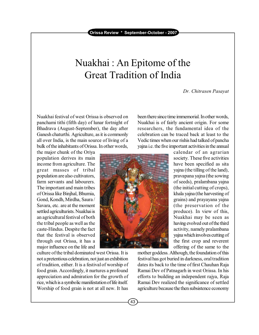 Nuakhai : an Epitome of the Great Tradition of India