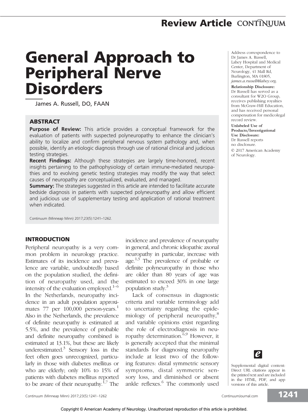 General Approach to Peripheral Nerve Disorders