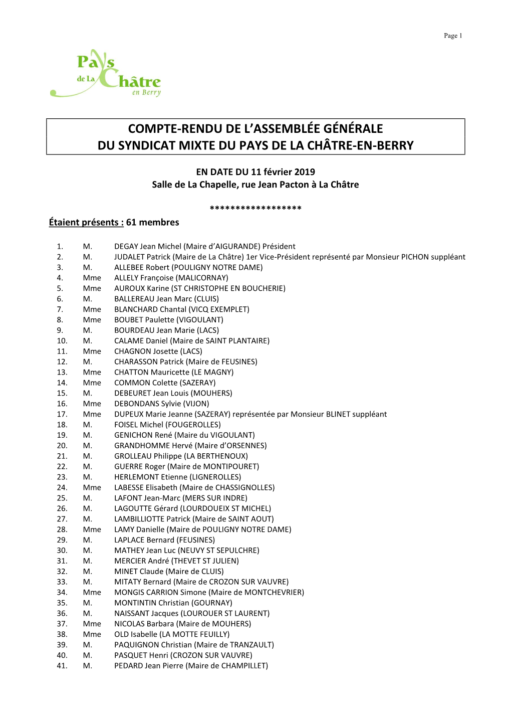 Compte-Rendu De L'assemblée Générale