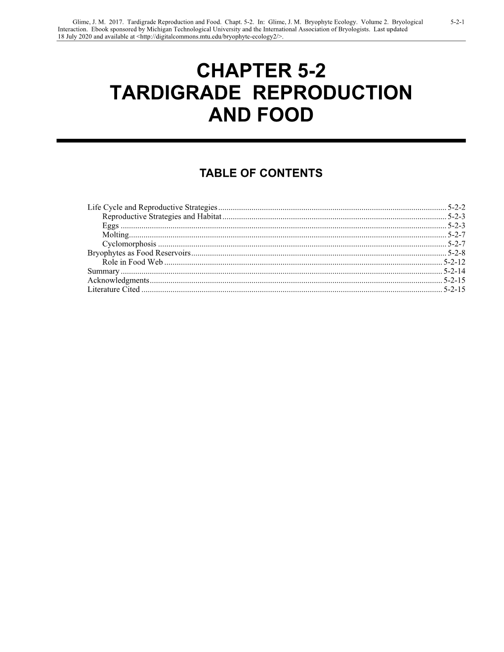 Tardigrade Reproduction and Food