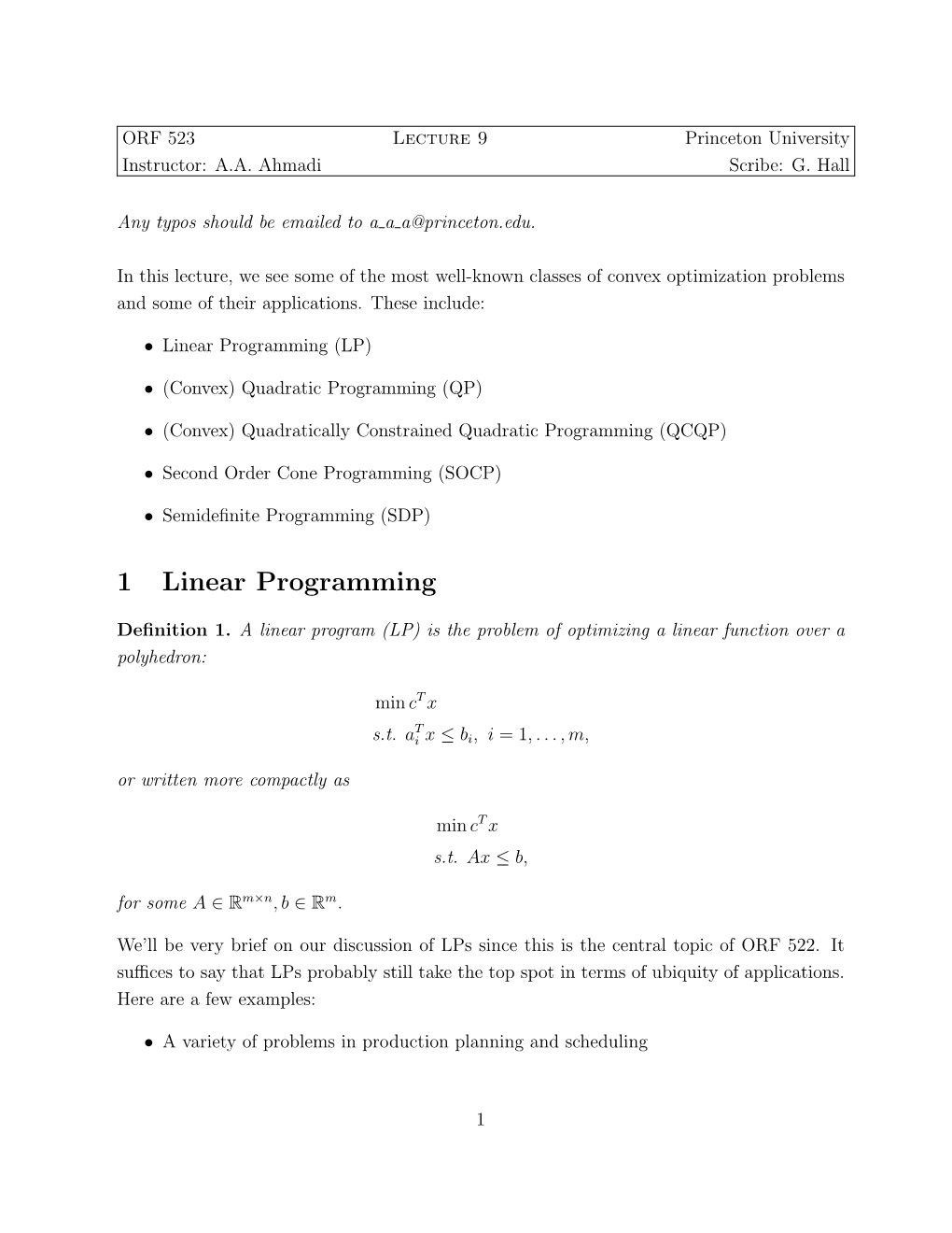 1 Linear Programming