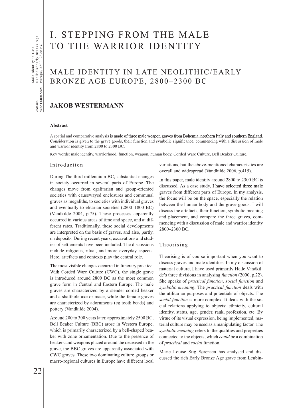 Westermann Male Identity in Late Neolithic/Early Bronze Age Europe