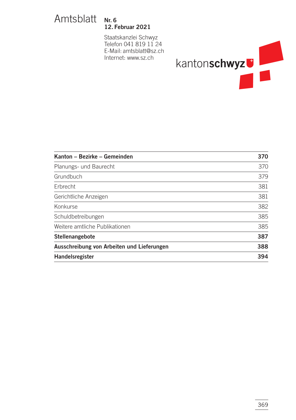 Amtsblatt Nr. 6 Vom 12. Februar 2021