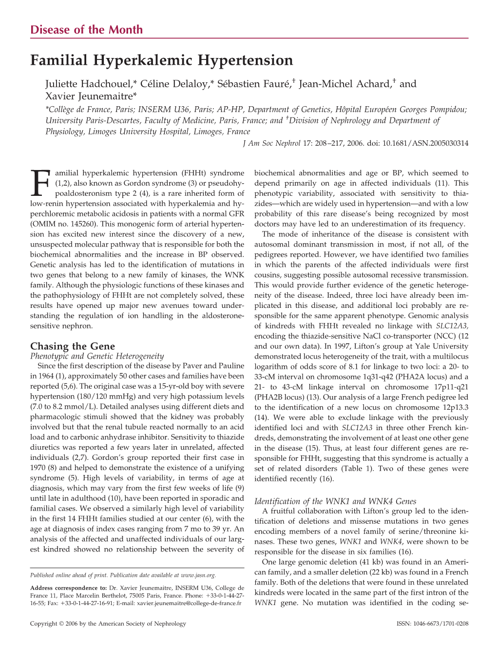 Familial Hyperkalemic Hypertension