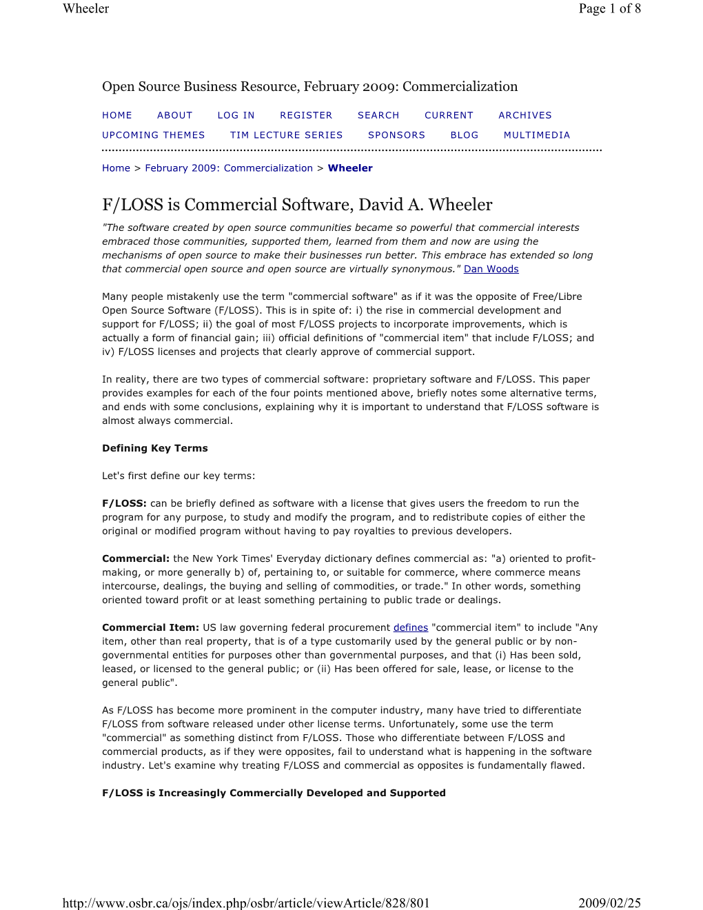 F/LOSS Is Commercial Software, David A. Wheeler