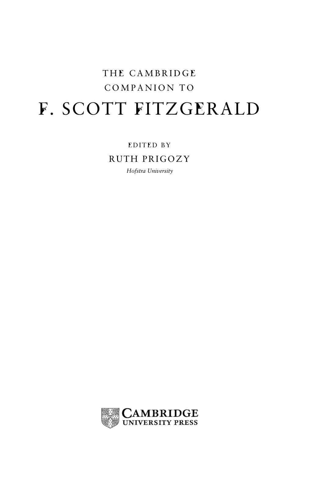 The Cambridge Companion to F. Scott Fitzgerald