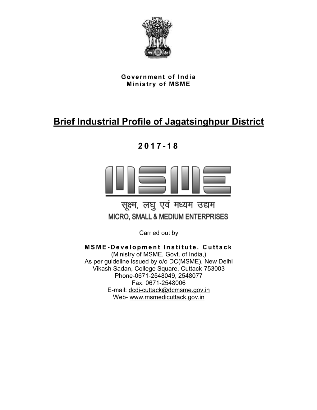 Brief Industrial Profile of Jagatsinghpur District