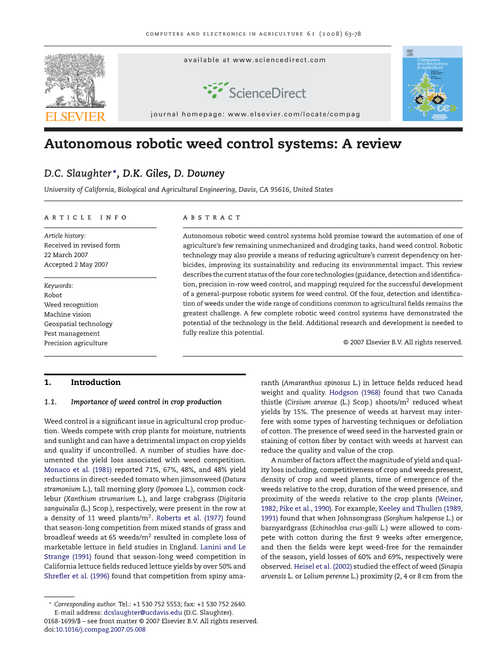 Autonomous Robotic Weed Control Systems: a Review