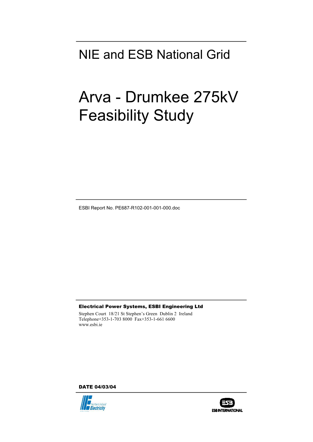 Arva Drumkee 275 Kv Feasibility Study