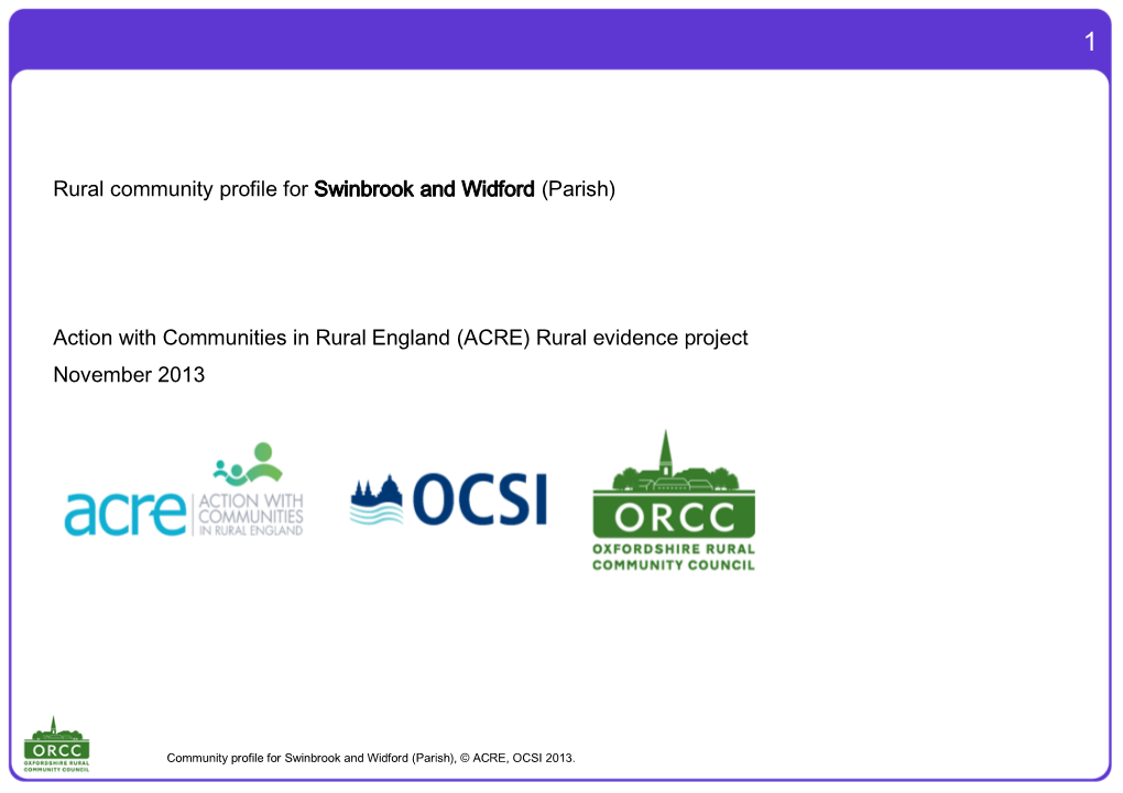 Rural Community Profile for Swinbrook and Widford (Parish)