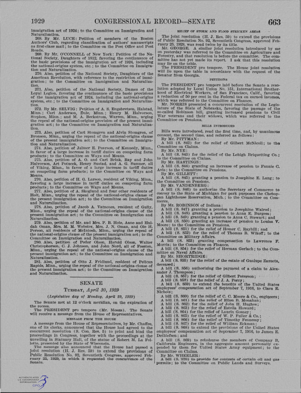 1929 Congressional Record-Senate 663