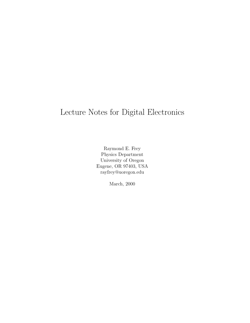 Lecture Notes for Digital Electronics